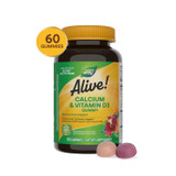 Alive!® Calcium & Vitamin D3 Gummies - 60 gummies / Raspberry-Lemonade & Strawberry By Nature's Way