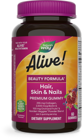 Alive!® Hair, Skin & Nails Premium Gummies - 60 gummies / Strawberry By Nature's Way