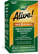 Alive!® Max3 Potency Adult Complete Multivitamin-No Added Iron - 90 tablets By Nature's Way