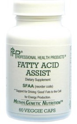 Fatty Acid Assist by PHP  60 vege capsules

Fatty acids need to have Acetyl-L-Carnitine to transport fats through the cell membrane for energy production. When an individual has genetic variants that inhibit the production of Acetyl-L-Carnitine, the fats may oxidize and create inflammation and lipid abnormalities. Fatty Acid Assist contains many nutrients and herbals that support the healthy transport of fats into the cell for production of AcetylCoA and the to ATP.