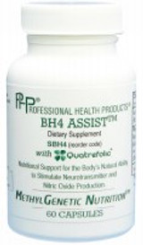 BH4 plays a critical role in both neurotransmitter and nitric oxide production. It can be depleted by methylation errors, high levels of ammonia, oxidative stress, or a lack of SAMe or NADH.

BH4 ASSIST contains Royal Jelly, folinic acid, (6S)-5-methyltetrahydrofolic acid, SAMe and lithium orotate to support the production of BH4.