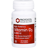 Natural D3 5000 IU by Protocol for Life Balance 120 softgels