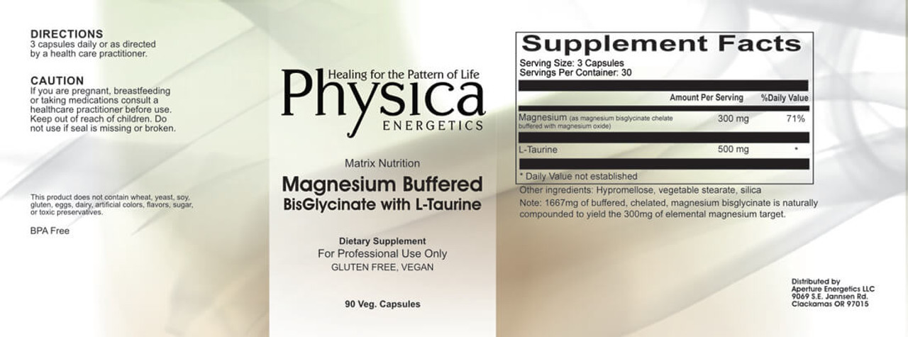 Magnesium Buffered BisGlycinate with LTaurine by Physica Energetics 90