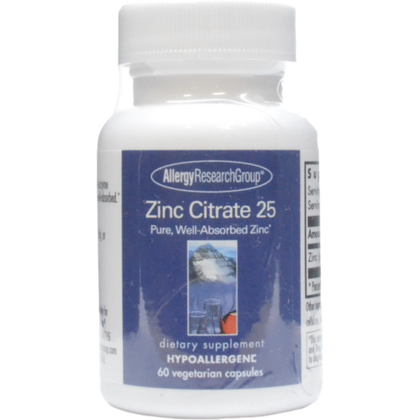 Zinc Citrate 25 mg 60 caps by Allergy Research Group