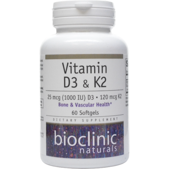 Vitamin D3 & K2 60 gels By Bioclinic Naturals