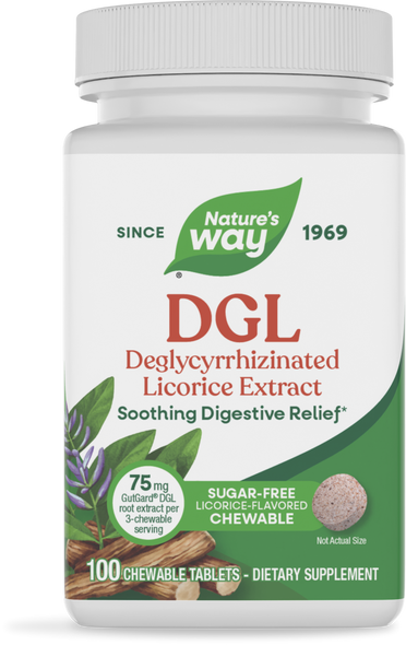 DGL Sugar Free - 100 chewables / Licorice By Nature's Way