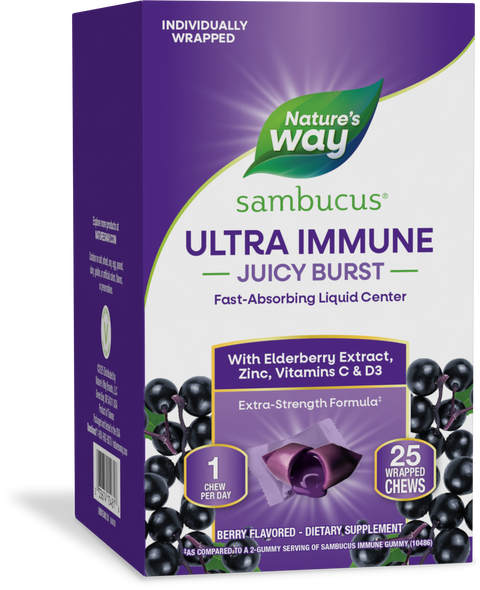Sambucus Ultra Immune Juicy Burst - 25 chews By Nature's Way