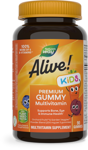 Alive!® Premium Kids Gummy Multivitamin - 90 gummies / Cherry, Orange & Grape By Nature's Way