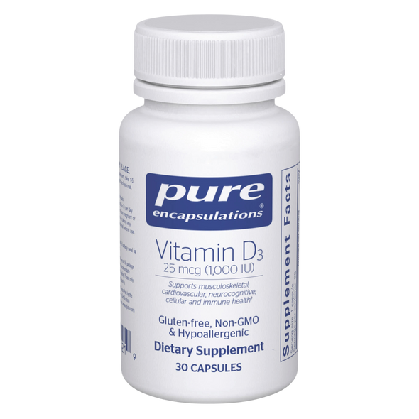 Vitamin D3 25 mcg (1,000 IU) 60 capsules by Pure Encapsulations