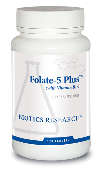 Folate-5 Plus (with B12) by Biotics Research 120 Tablets