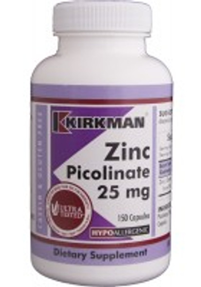 Zinc Picolinate 25 mg Hypoallergenic by Kirkman Labs 150 capsules