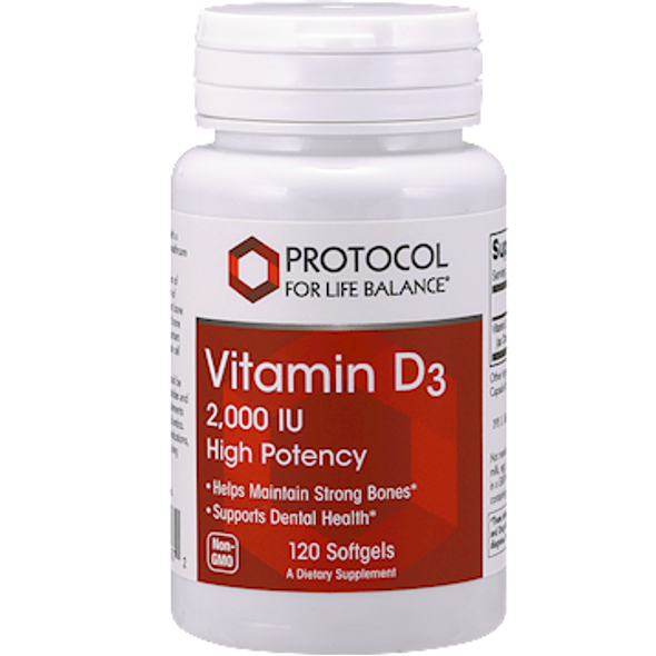 Vitamin D3 2000 IU by Protocol for Life Balance 120 softgels