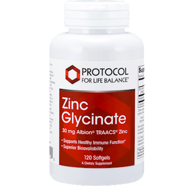 Zinc Glycinate 120 gels by Protocol For Life Balance