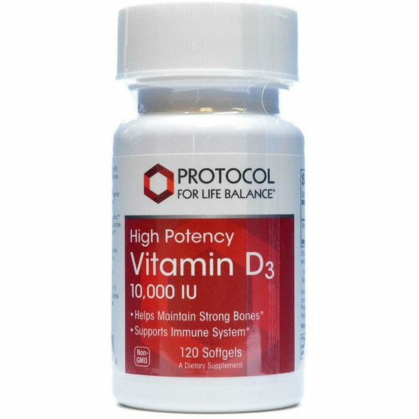 Vitamin D-3 10,000 IU 120 gels by Protocol For Life Balance