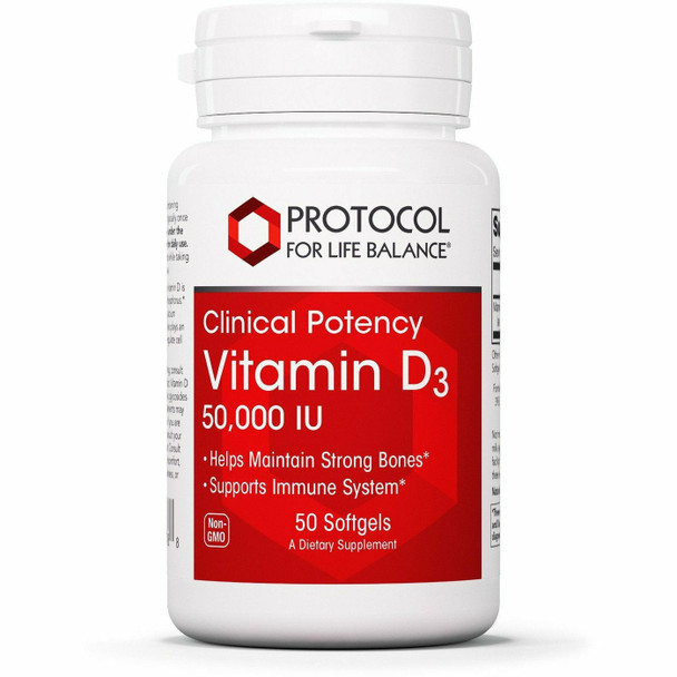 Vitamin D3 50,000 IU 50 softgels by Protocol For Life Balance