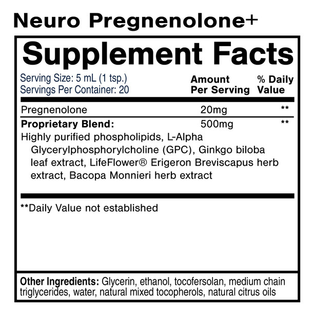 Neuro Pregnenolone+ NET WT 3.38 FL OZ (100mL) By Quick Silver From Clinical Nutrition Centers