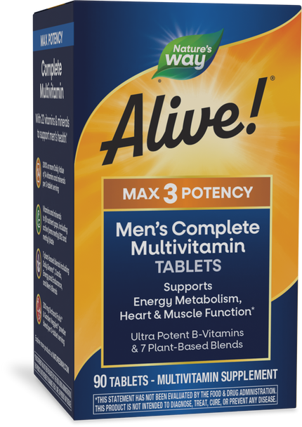 Alive!® Max3 Potency Men's Complete Multivitamin Tablets - 90 tablets By Nature's Way