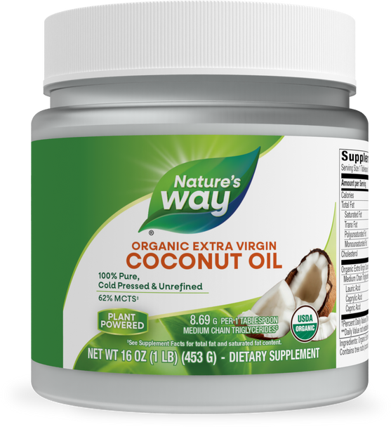 Organic Extra Virgin Coconut Oil - 16 oz (453 g) By Nature's Way