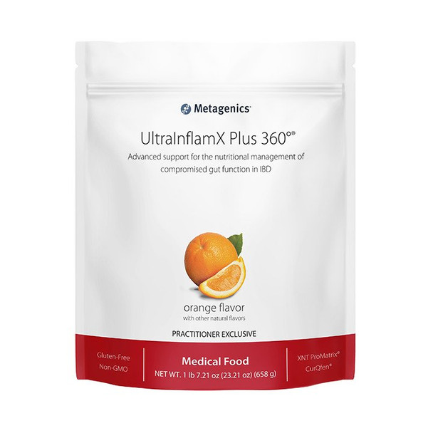 UltraInflamX Plus 360 Medical Food by Metagenics Orange Flavor 1 lb 7.21 oz (23.21 oz) (658 g) 14 servings