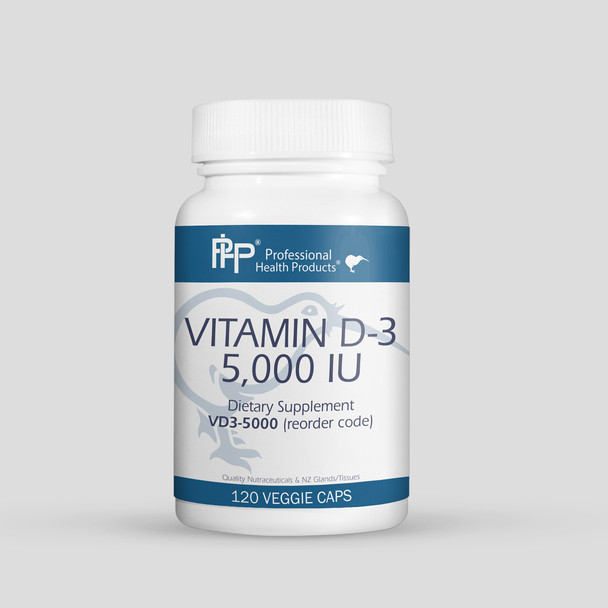 Vitamin D3 5,000 IU  with K2 by Professional Health Products 120 veggie capsules