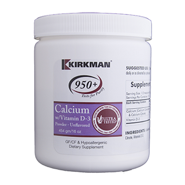 Calcium w/ Vitamin D3 Powder Unflavored (16 oz.) by Kirkman Labs