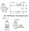 ESP PTR-1750P500 File Cabinet Lock - image with dimensions