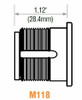 GMS M118D US26 Dummy Mortise Cylinder, 1-1/8" Polished Chrome