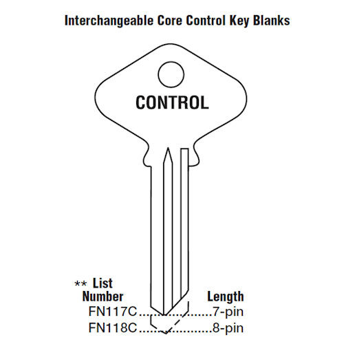 Yale Para E1R 8Pin Key Blank Control Key