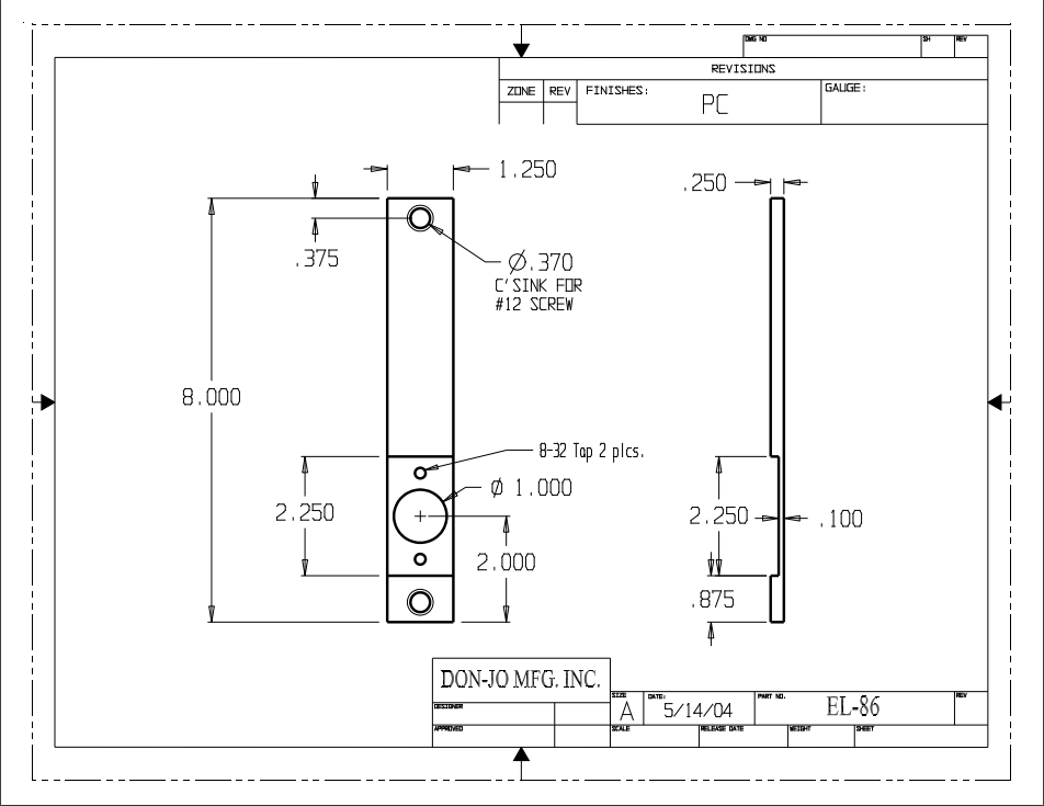 Don Jo EL86 Mortise Lock Conversion Plate, Prime Coat