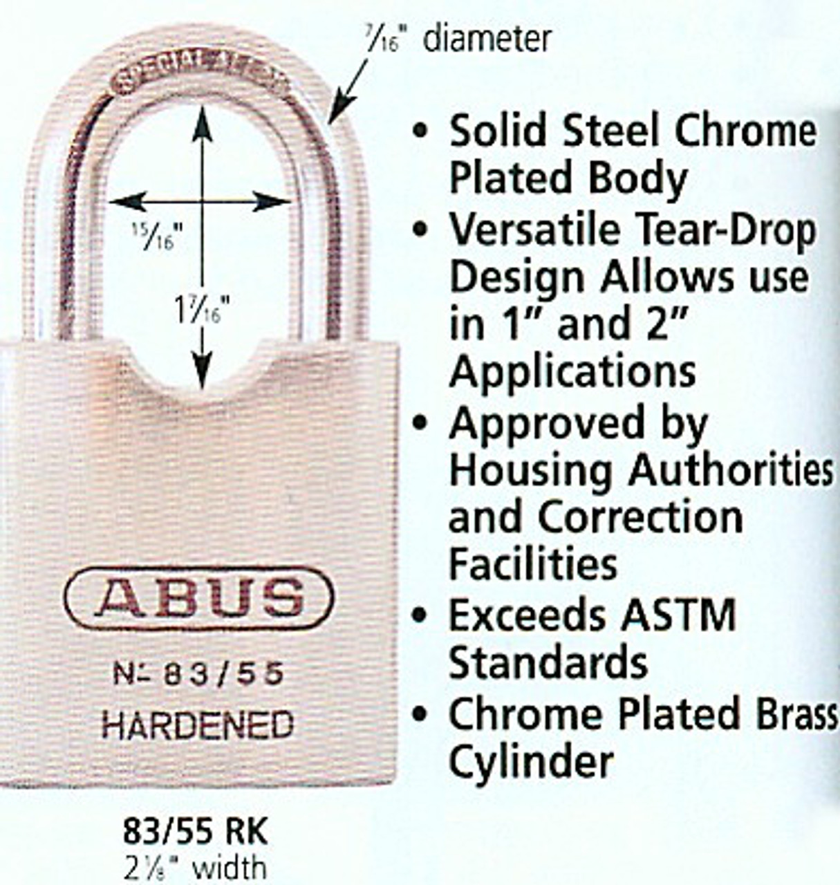 ABUS 83/55-200 KW1 Keyway (Zero-Bitted)