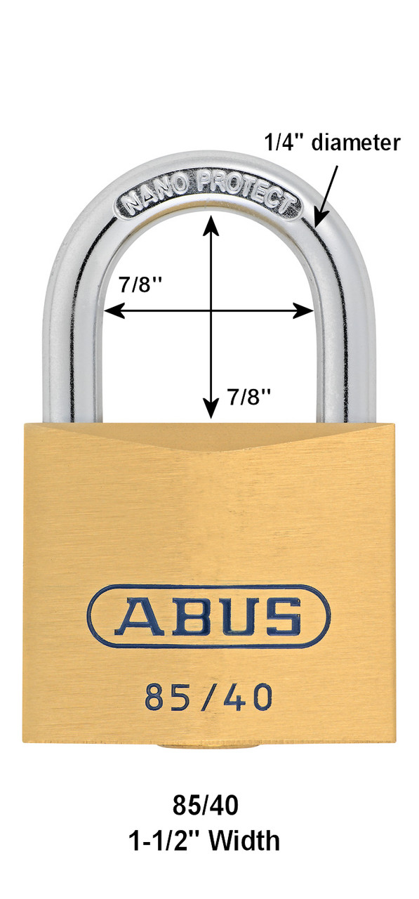 Abus 85/40 Padlock brass body, keyed different, Hard Steel