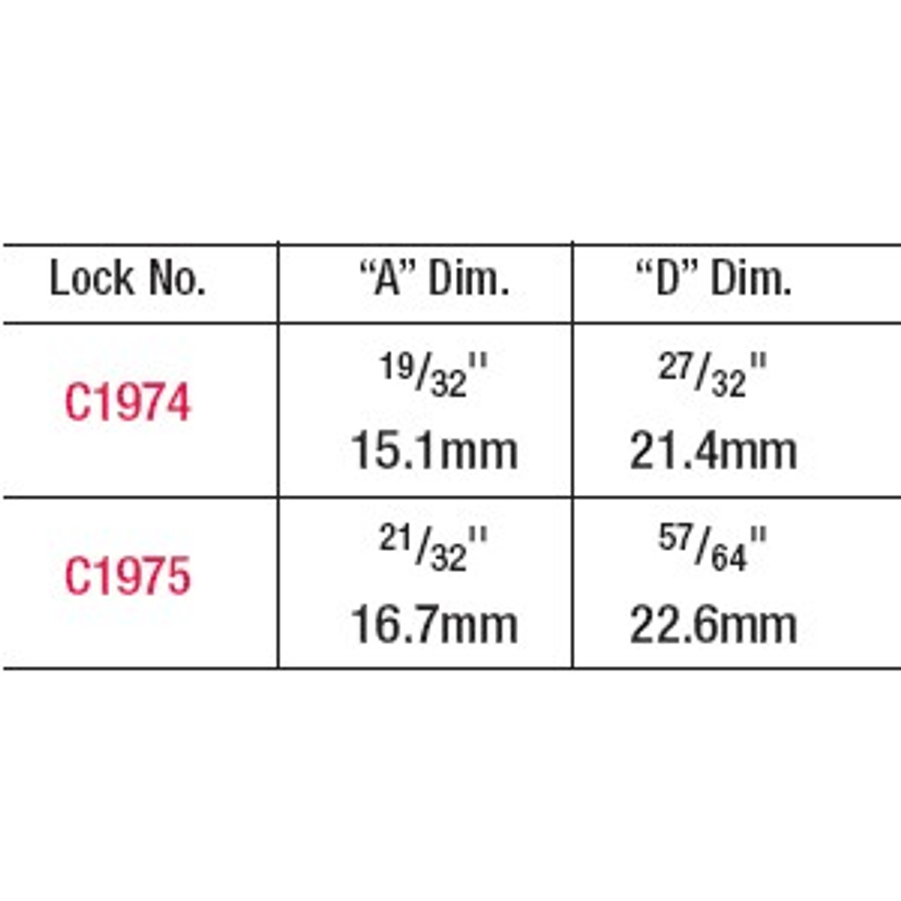 CompX Chicago 4K93 Replacement Key, 2K01 - 7K97 Lock Series
