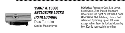 CCL 15867 CAT60 Enclosure Lock Keyed Alike CAT60