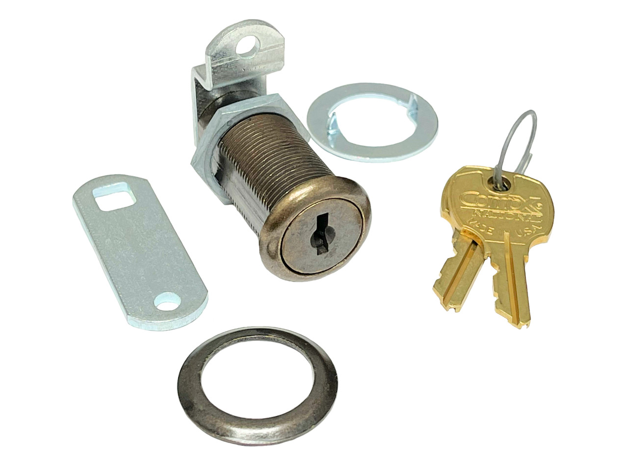 Compx National C8053-KD-4G Cam Lock, 1-3/16 Keyed Different Antique Finish