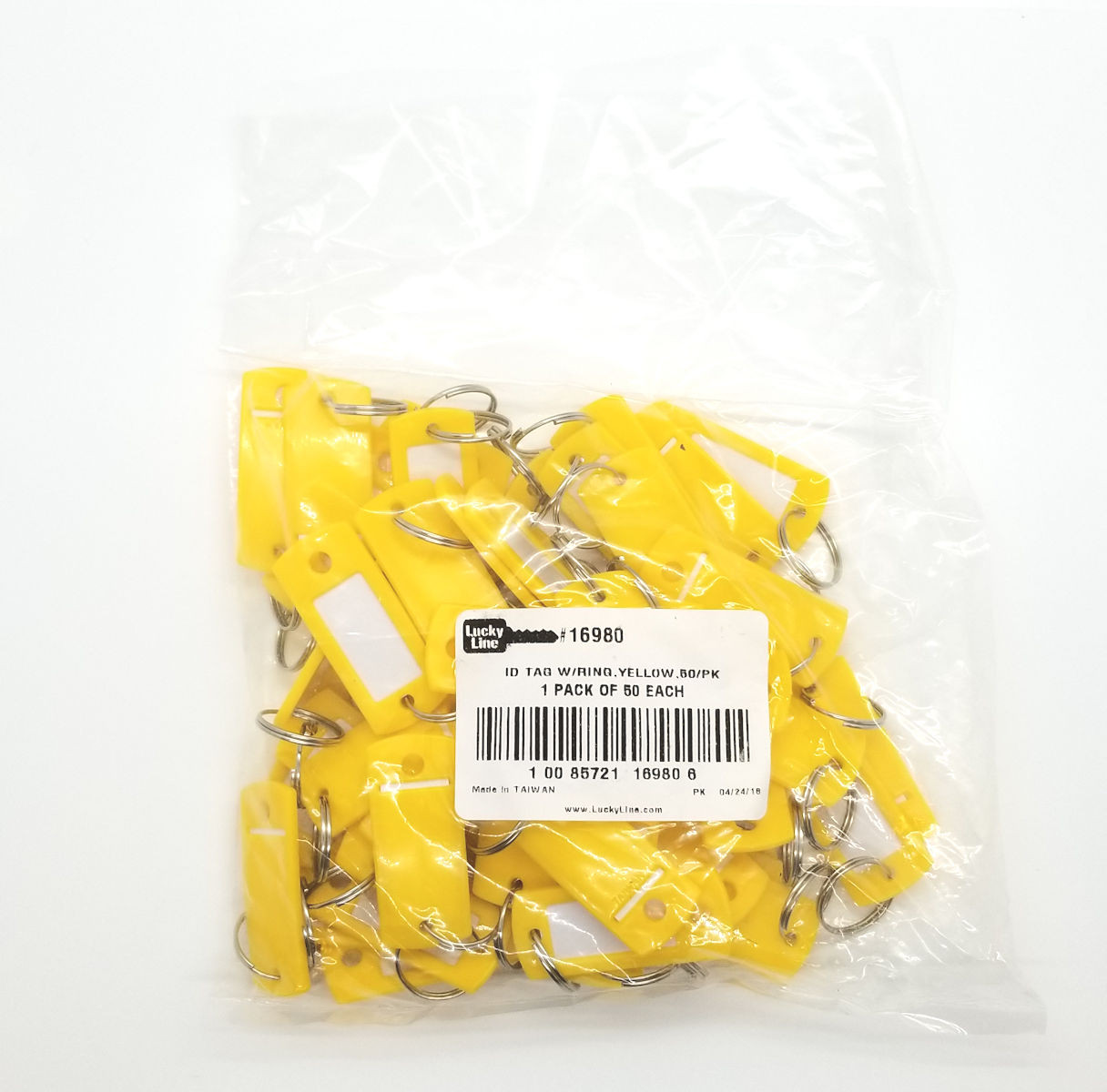 Lucky Line 16980 Yellow Key Tag, 50-Pack - Main Image