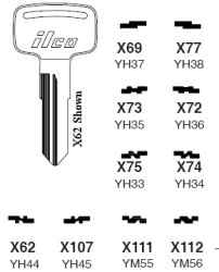 Ilco YH36 Key Blank, for Yamaha X72