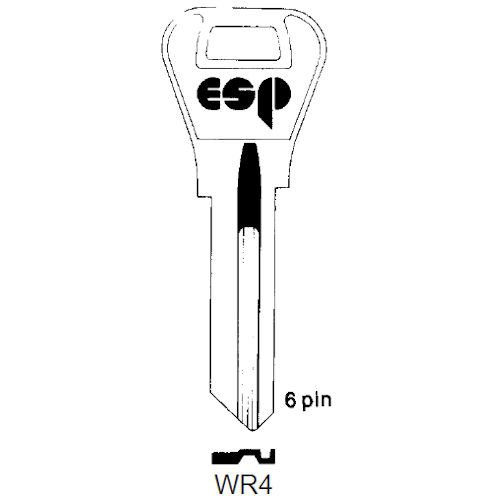 Wr4 Lock ESP WR4 Key Blank for Weiser 6 Pin