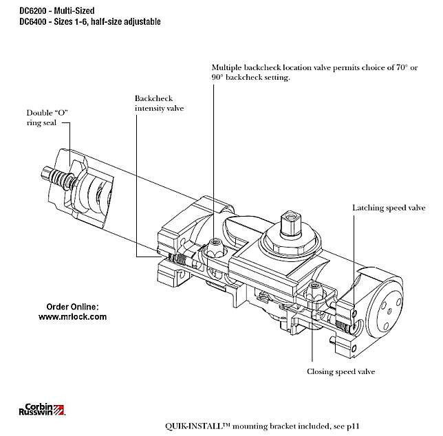 Corbin Russwin DC6210 689 A1 Door Closer, Hold Open Arm Aluminum