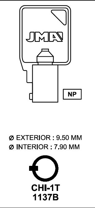 JMA CHI-1T Key Blank for Tubular (NP) 137/1137