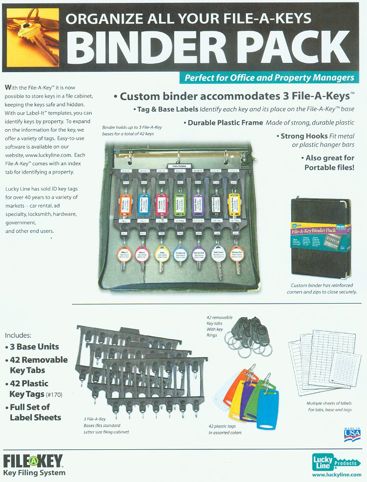 Lucky Line 60020 File-A-Key Binder Set 42 Keys