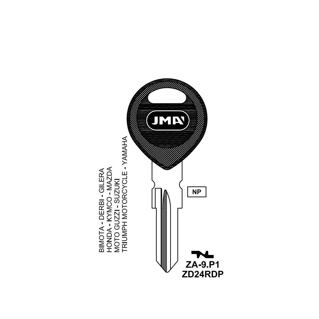 JMA ZA-9P.1 Key Blank for Zadi ZD23RCP