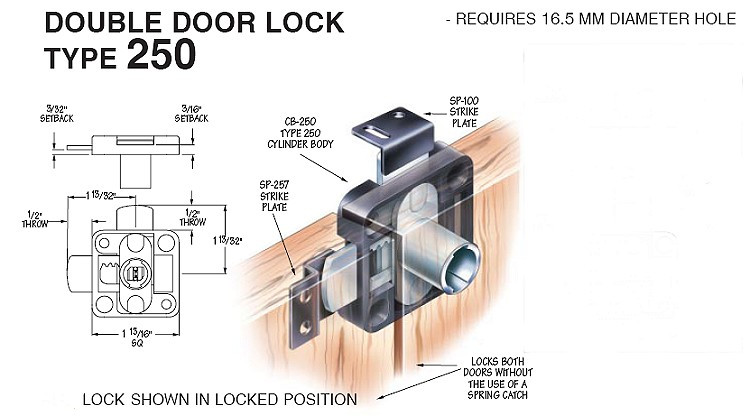 Compx Timberline 250CB Desk Lock, 2-point Less Plug
