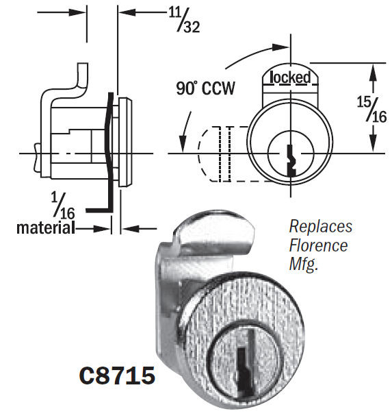 Compx National C8715 Mailbox Lock, Florence