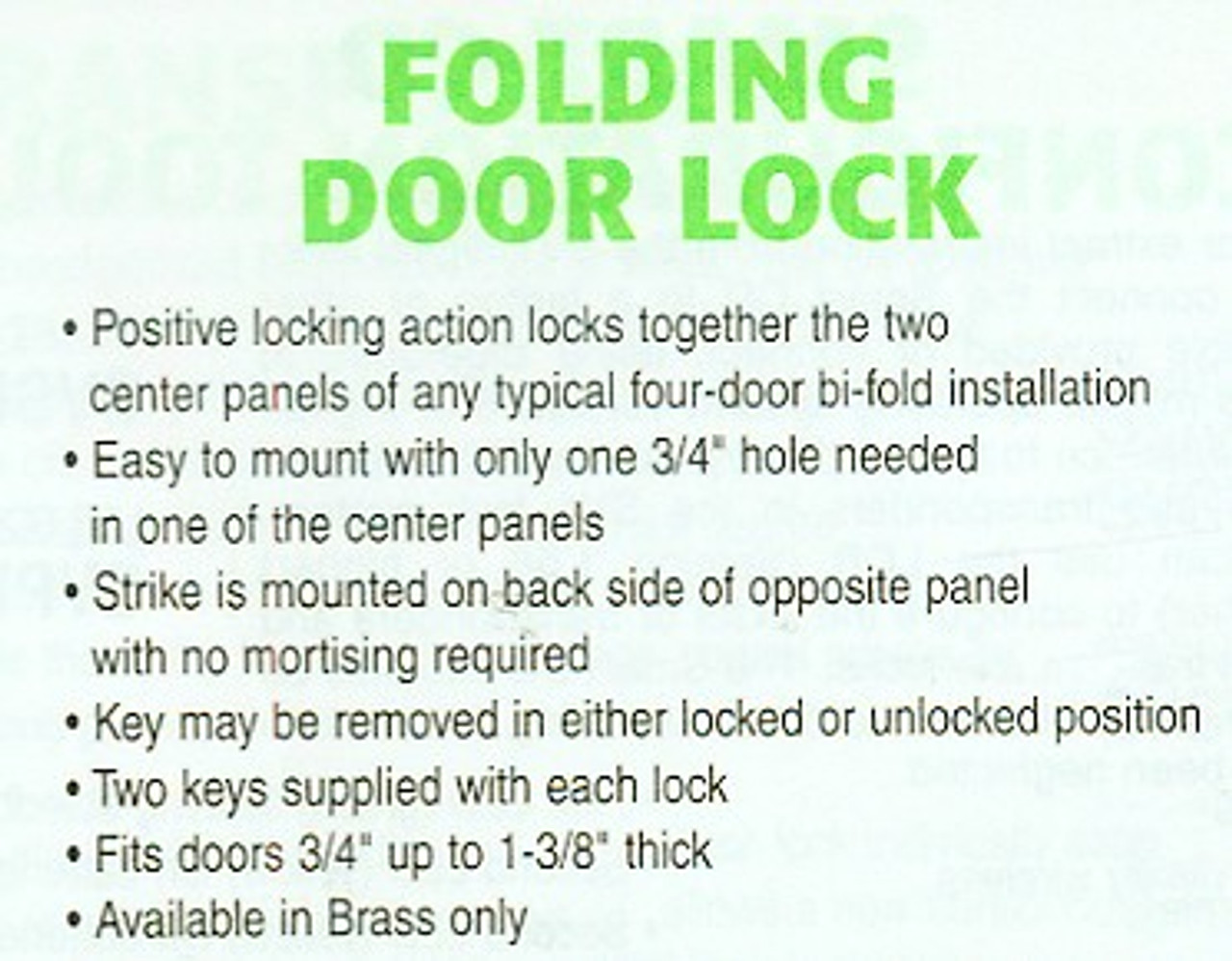 Knape & Vogt CD1064-US26D KD Keyed Folding Door Lock - Satin
