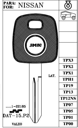 JMA TP00DAT-15.P2 Key Blank for Nissan DA34/X237 W/O Transponder