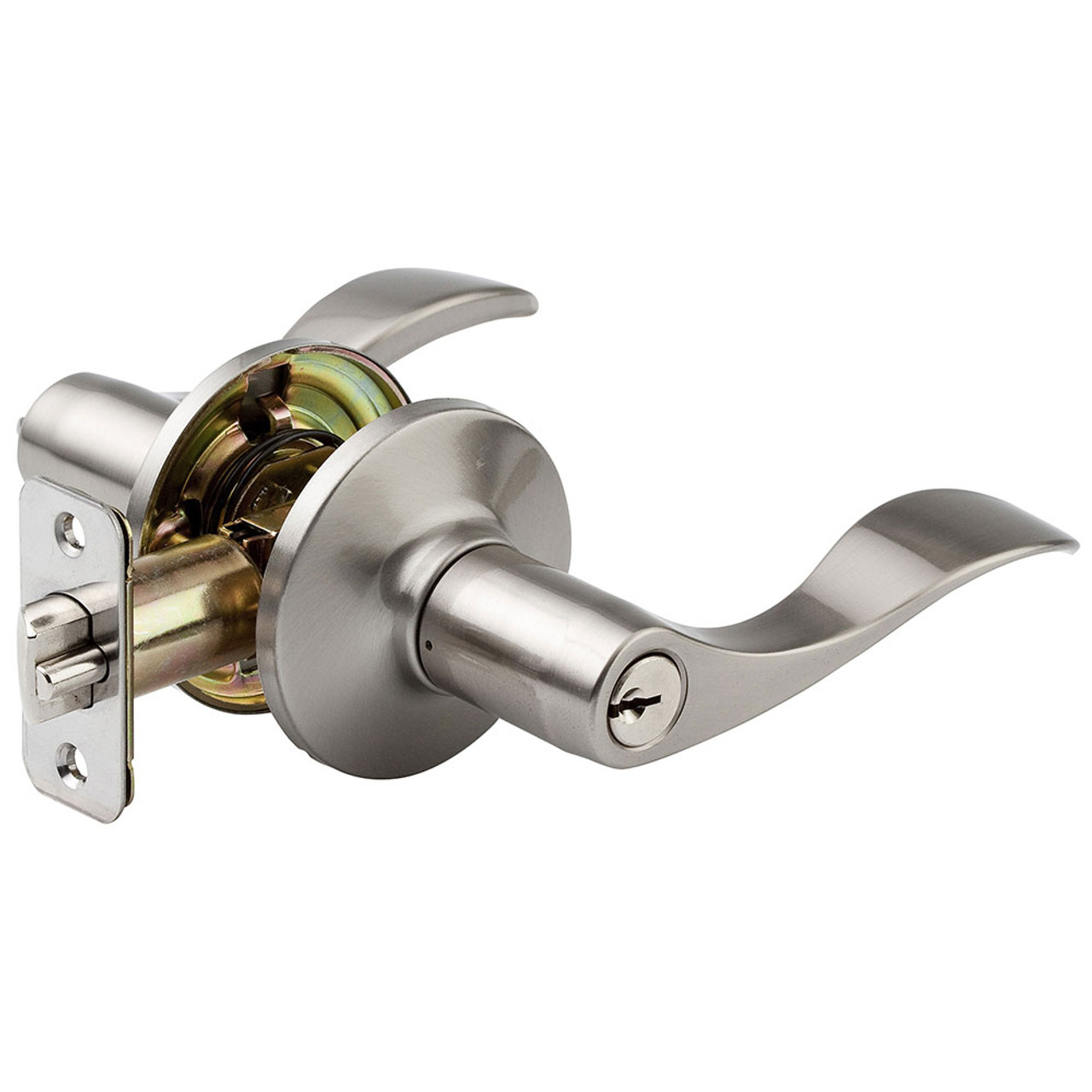 Designers Impressions Bedford Keyed Entry Door Knob, Satin Brass