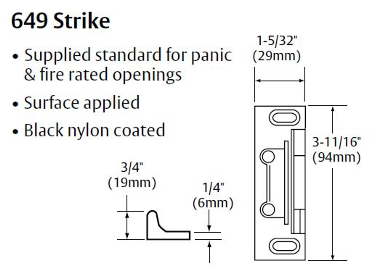 Sargent 649 Black Surface Strike, Sargent 80 Series Exit Device