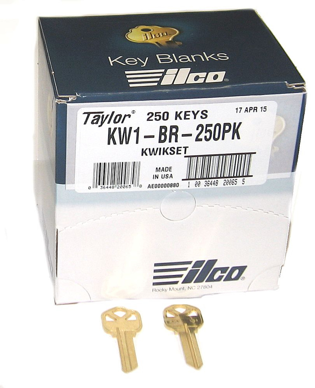 Ilco Taylor KW1-BR-250PK Brass Key blank, 250/Box