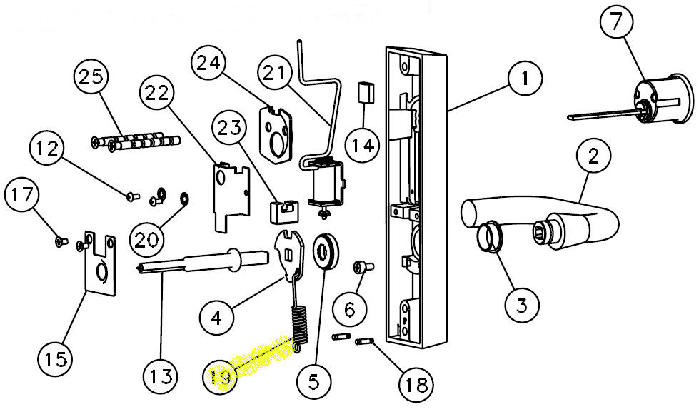 Sargent 97-0425 Exit Lever Trim Return Spring