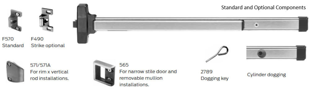 Exit Device, Monarch/Falcon 19-R-EO SP28 48